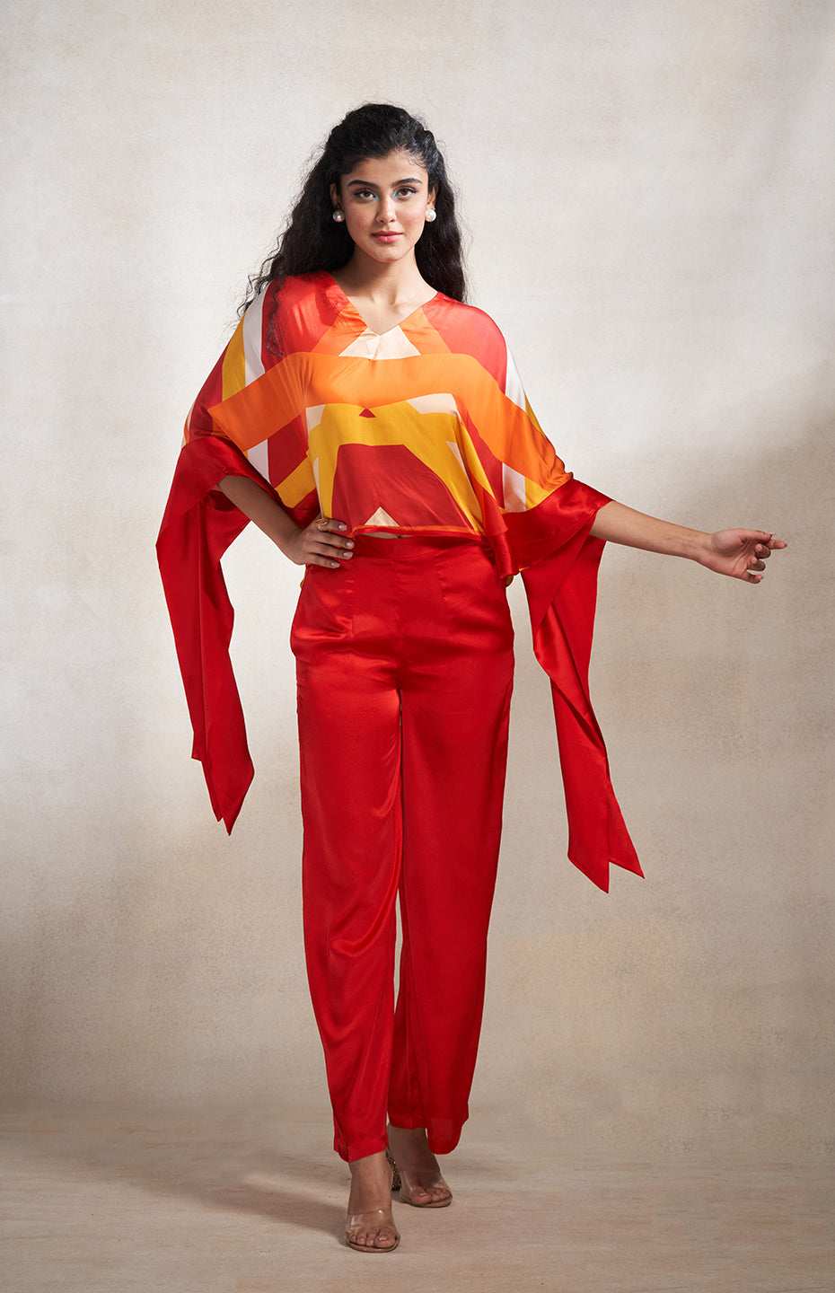 Red & Orange Abstract Top
