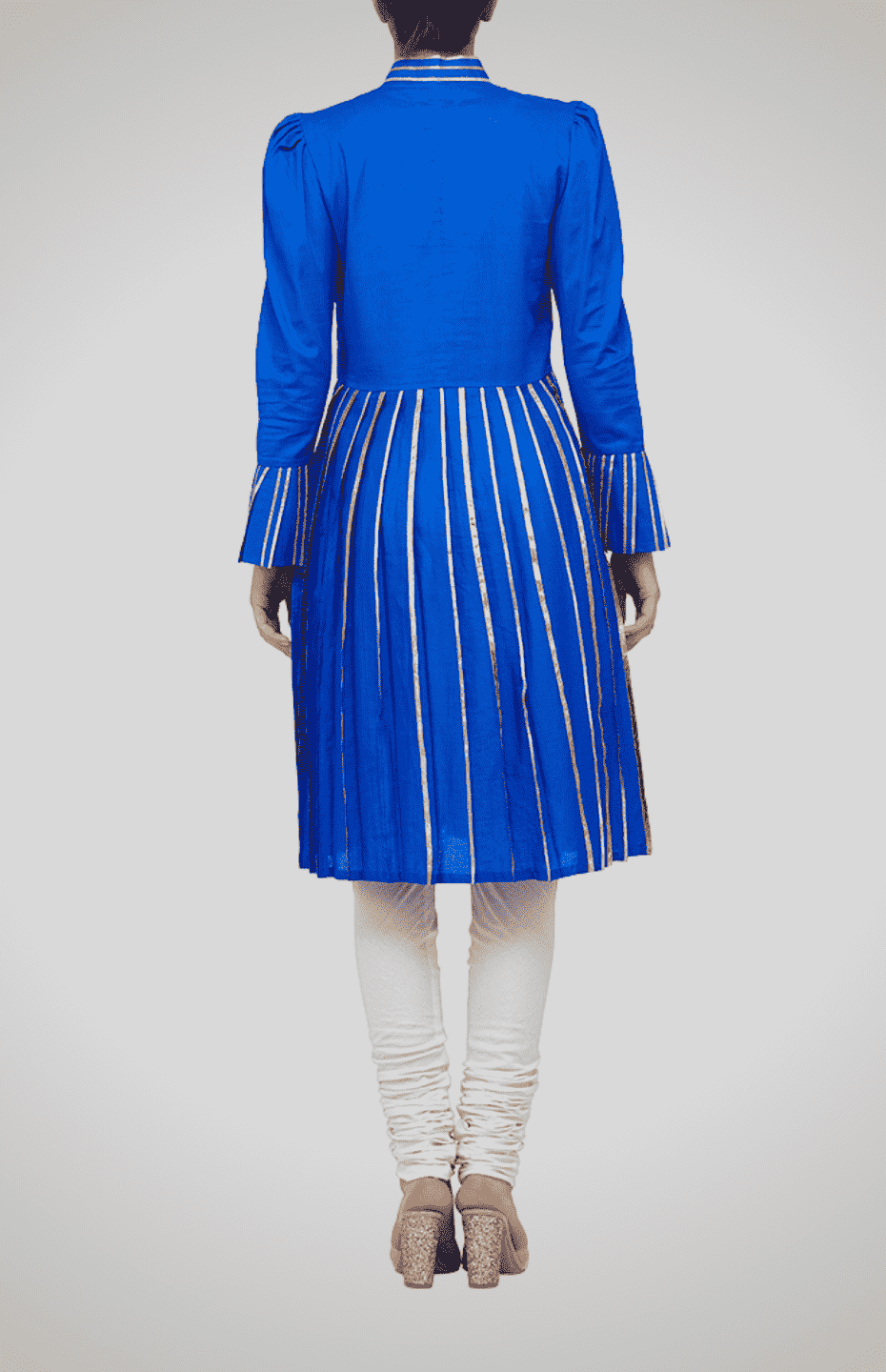 Blue Drop-Waist, Gota Pleated D-Tunic
