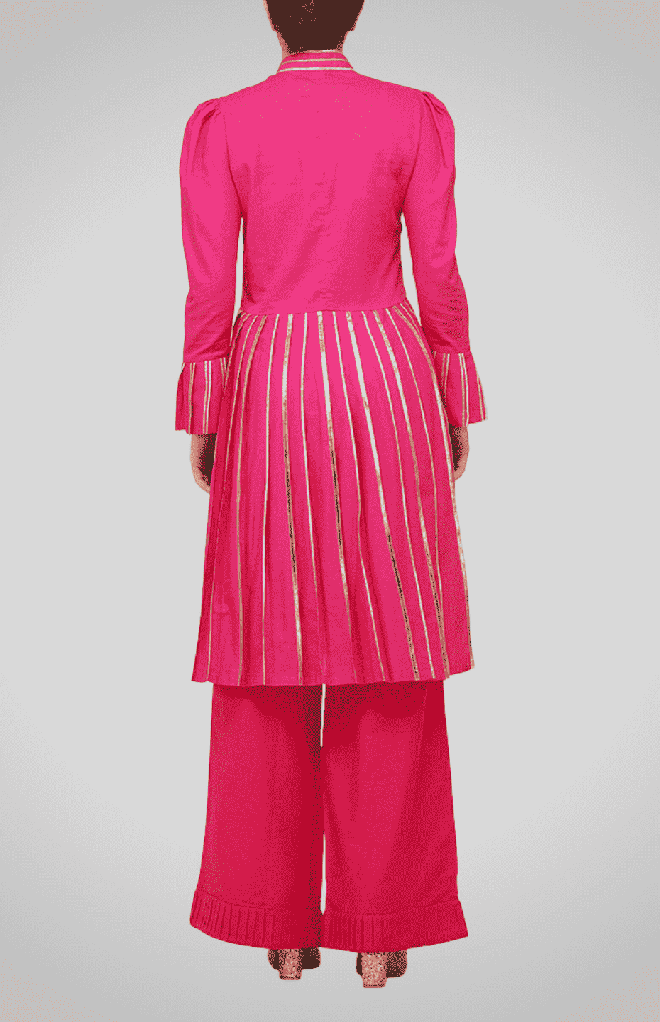 Pink Drop-Waist Pleated Tunic