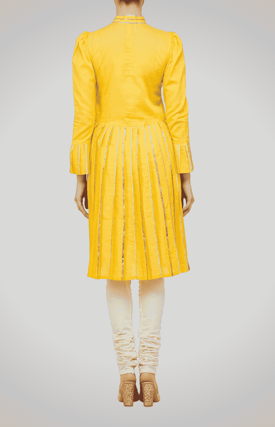 Yellow Drop-Waist Pleated Tunic