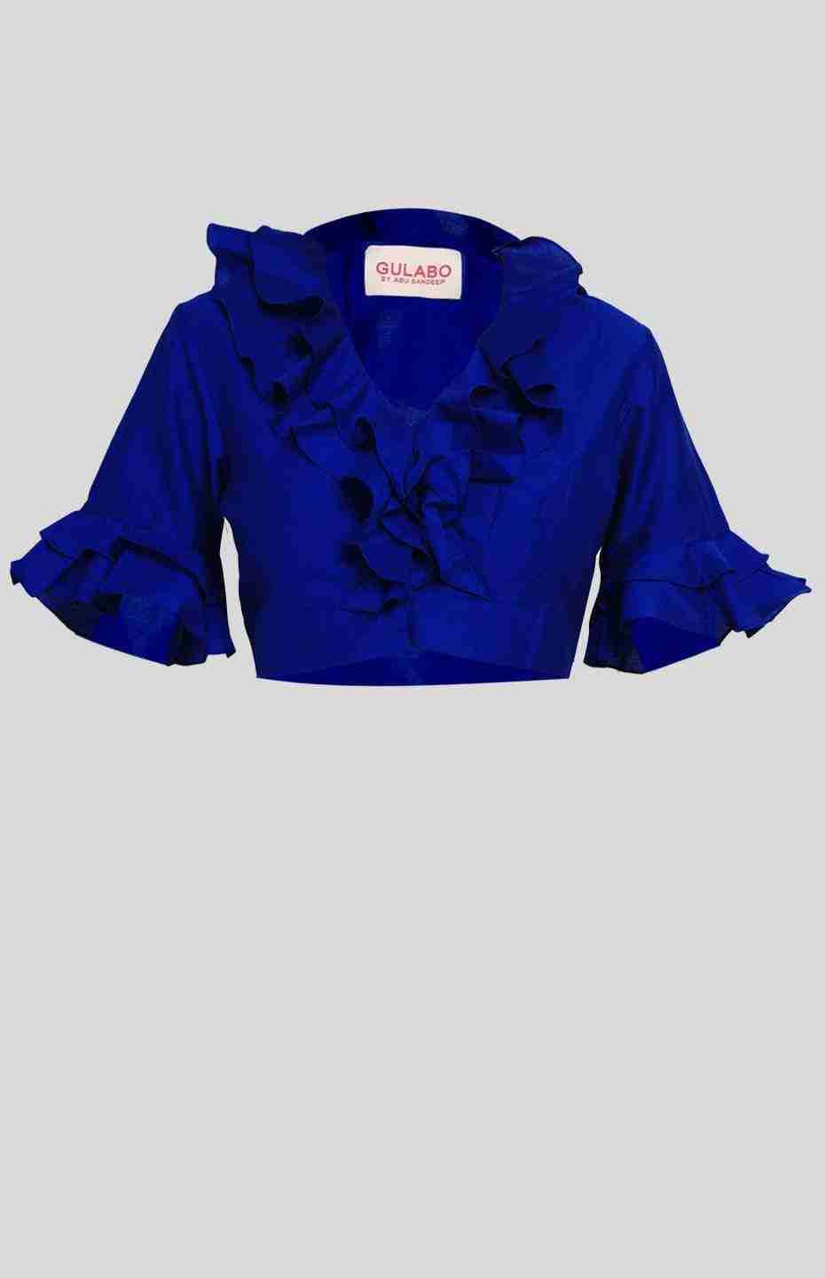 Blue Ruffle Blouse