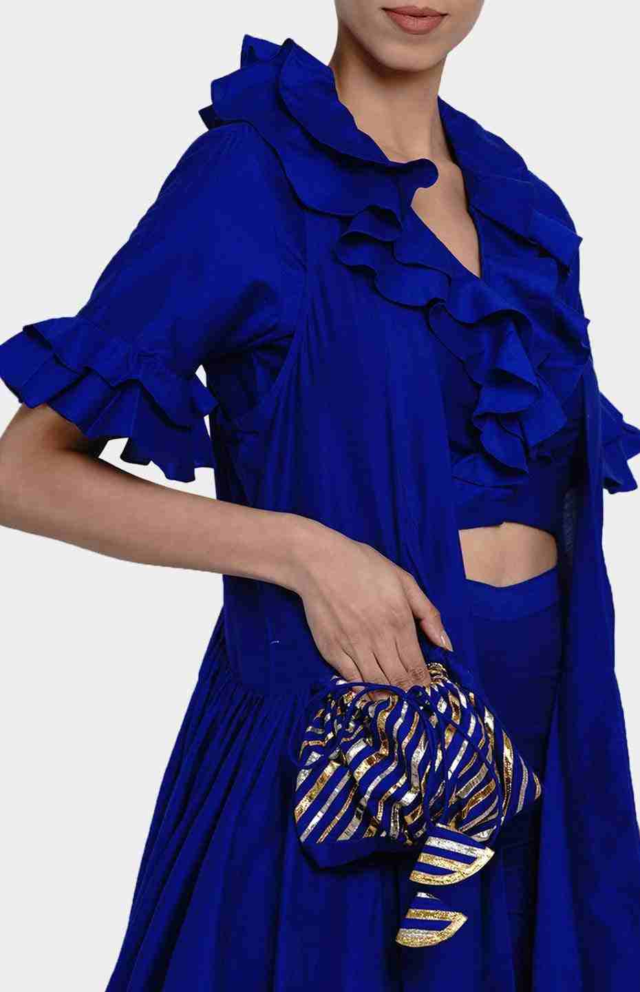 Blue Ruffle Blouse
