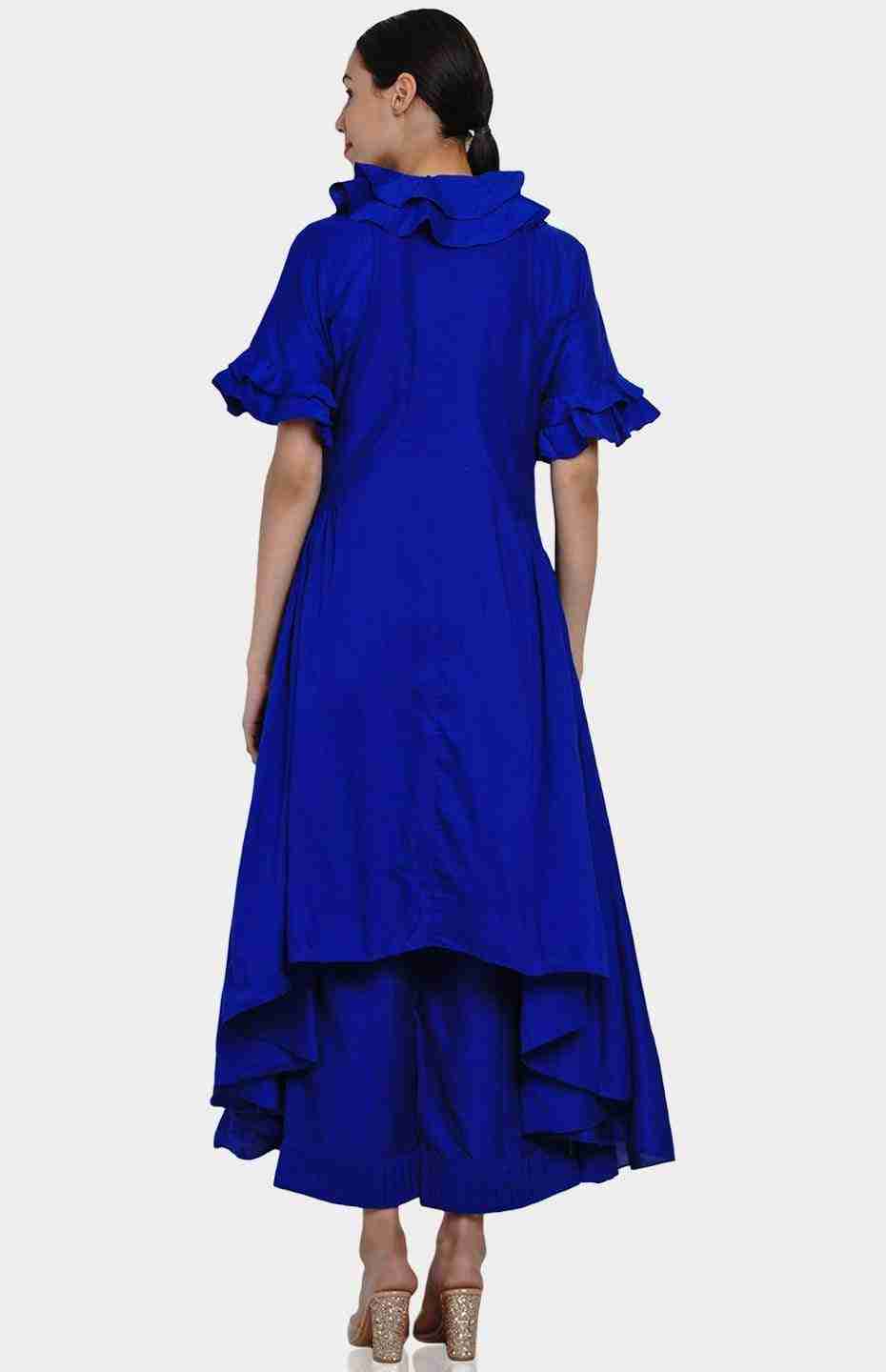 Blue Ruffle Blouse