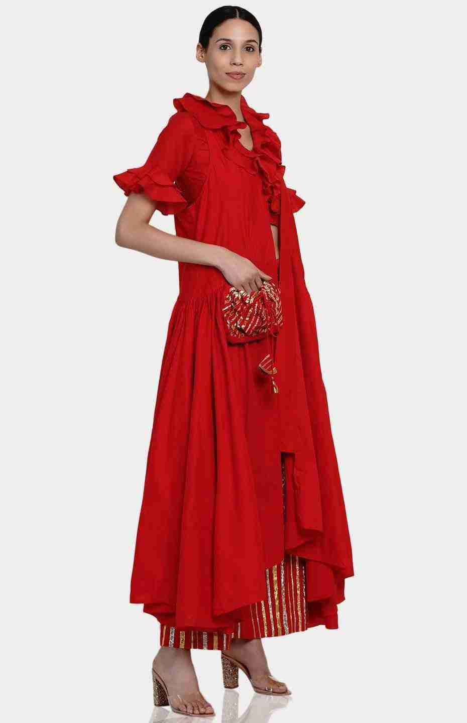Red Ruffle Blouse
