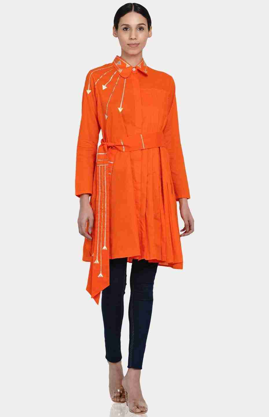 Orange Peter Pan Collar Tunic