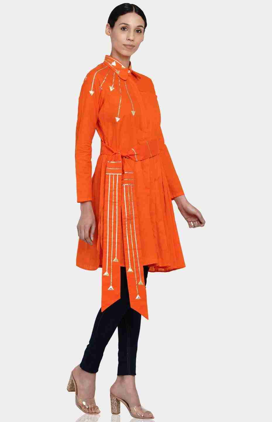 Orange Peter Pan Collar Tunic