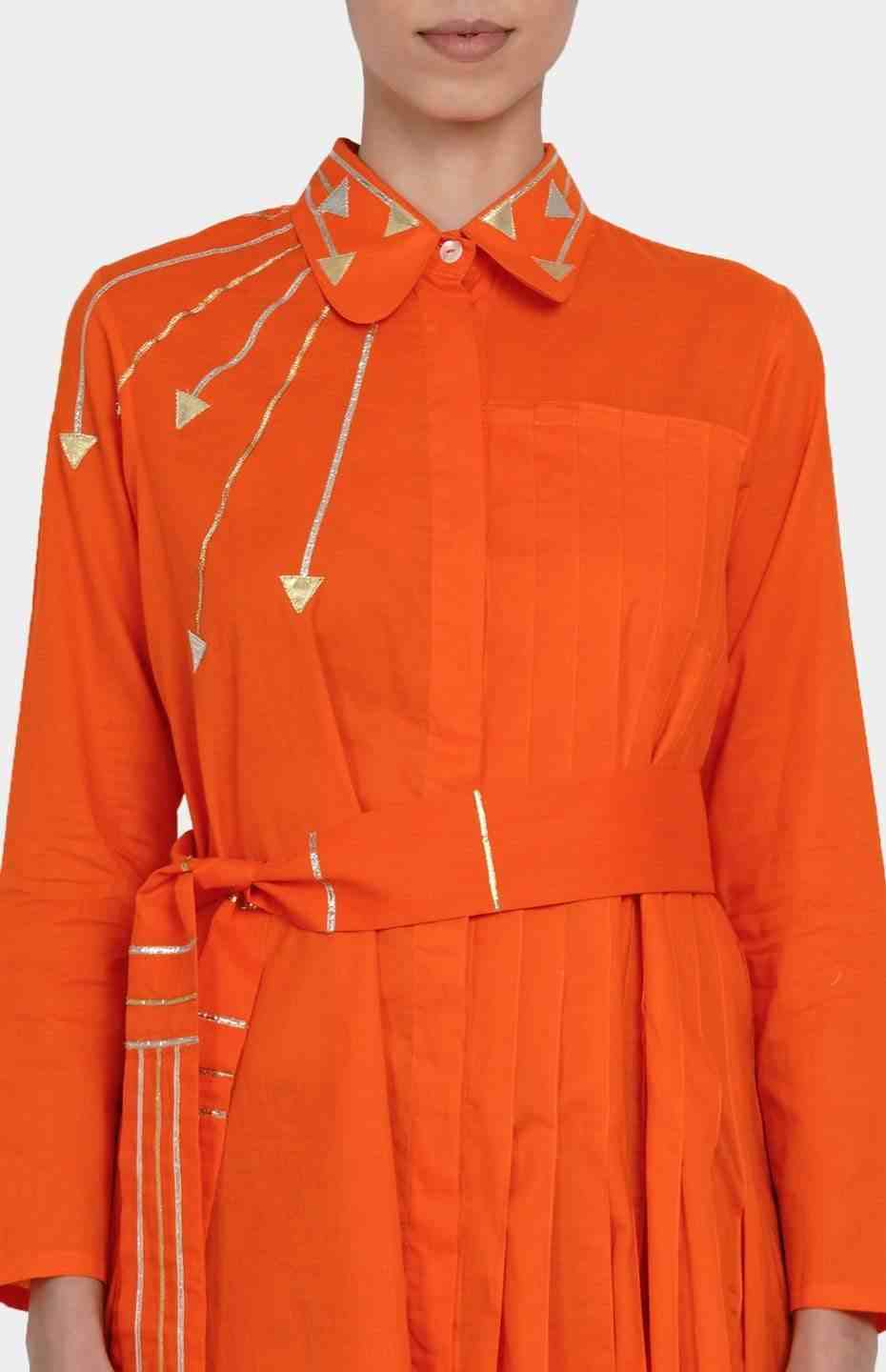 Orange Peter Pan Collar Tunic
