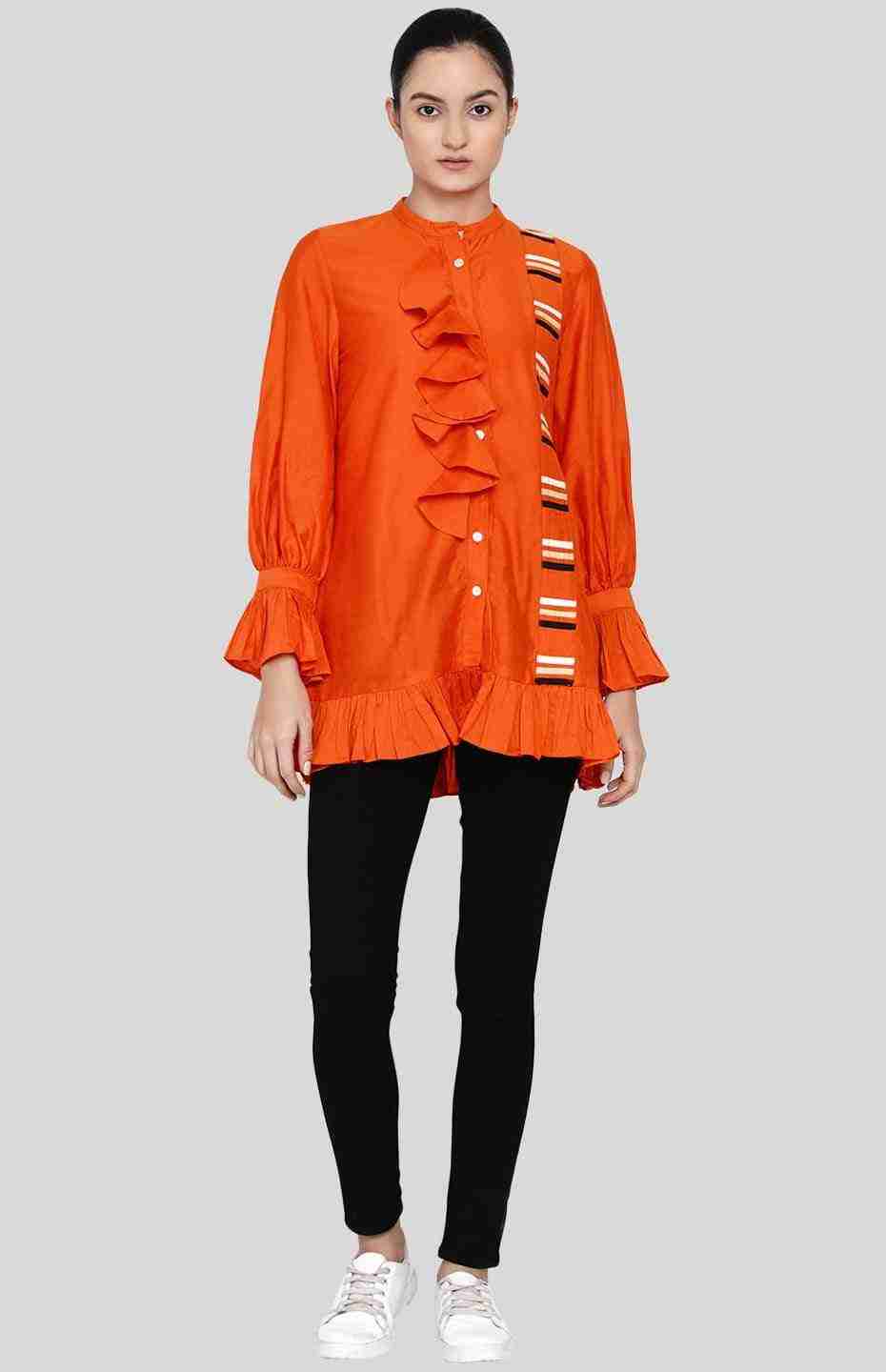 Orange Ruffle Shirt