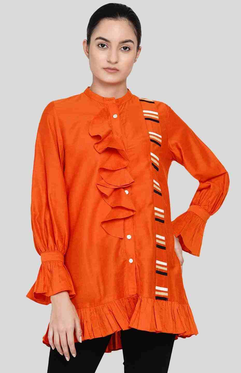 Orange Ruffle Shirt