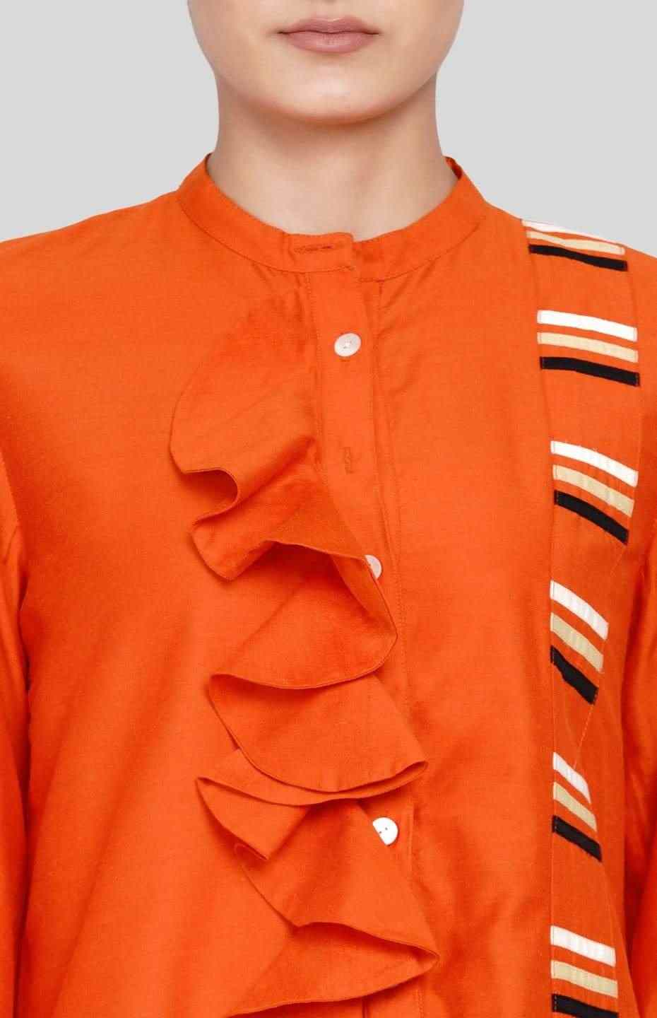 Orange Ruffle Shirt