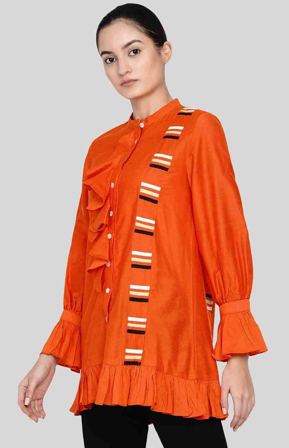 Orange Ruffle Shirt