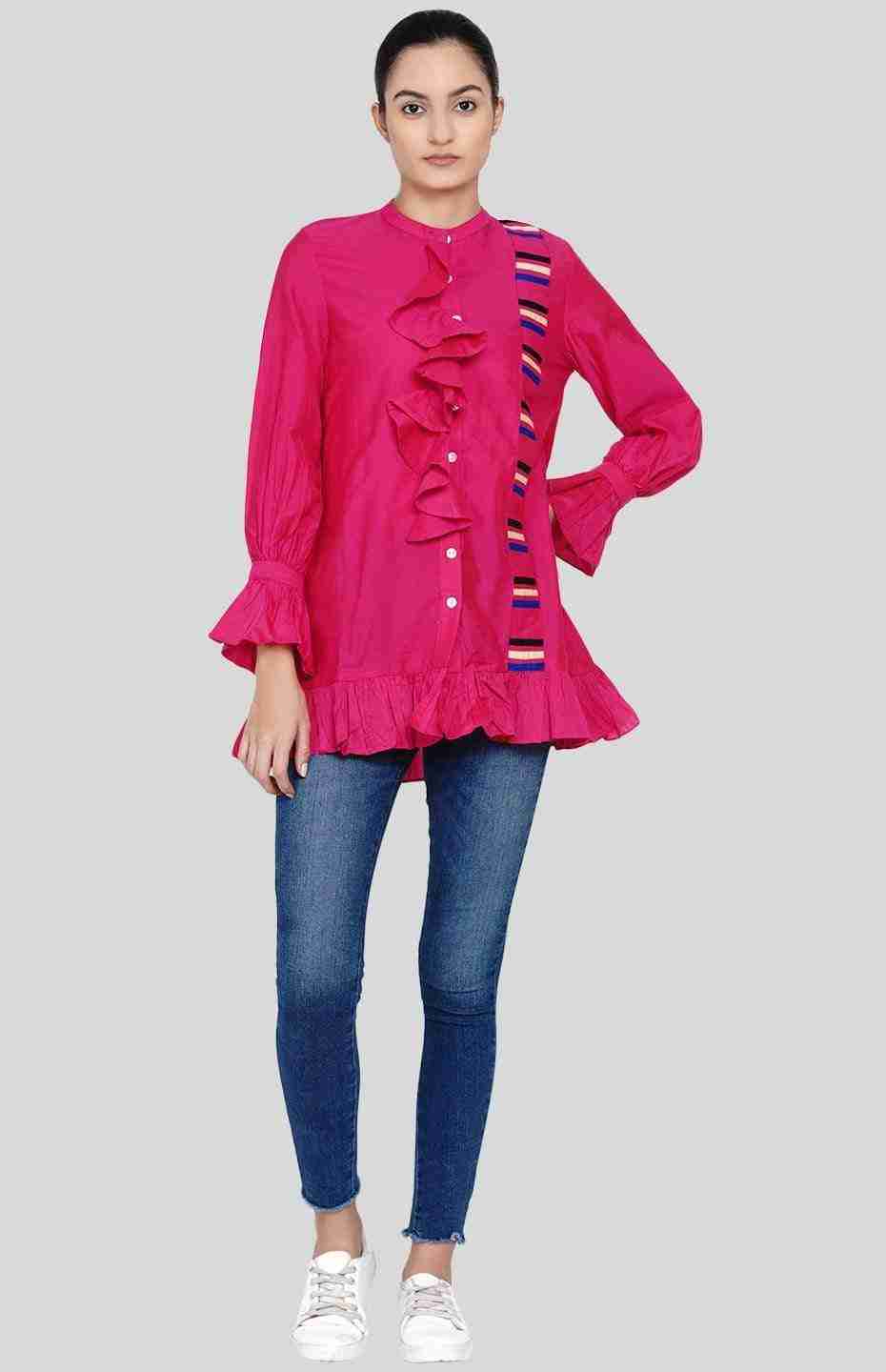 Pink Ruffle Shirt