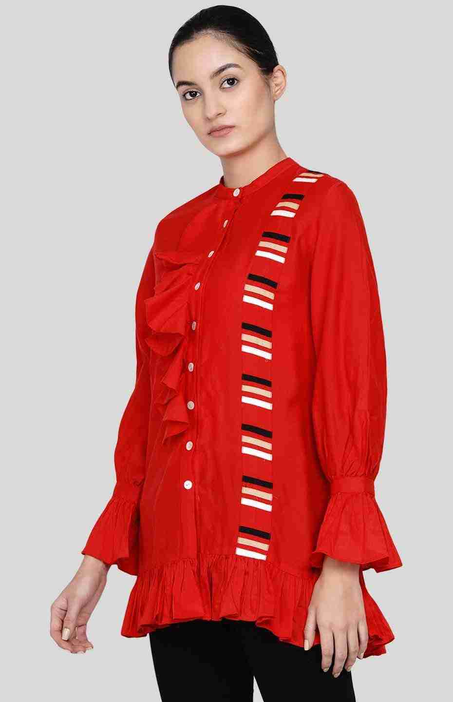 Red Ruffle Shirt