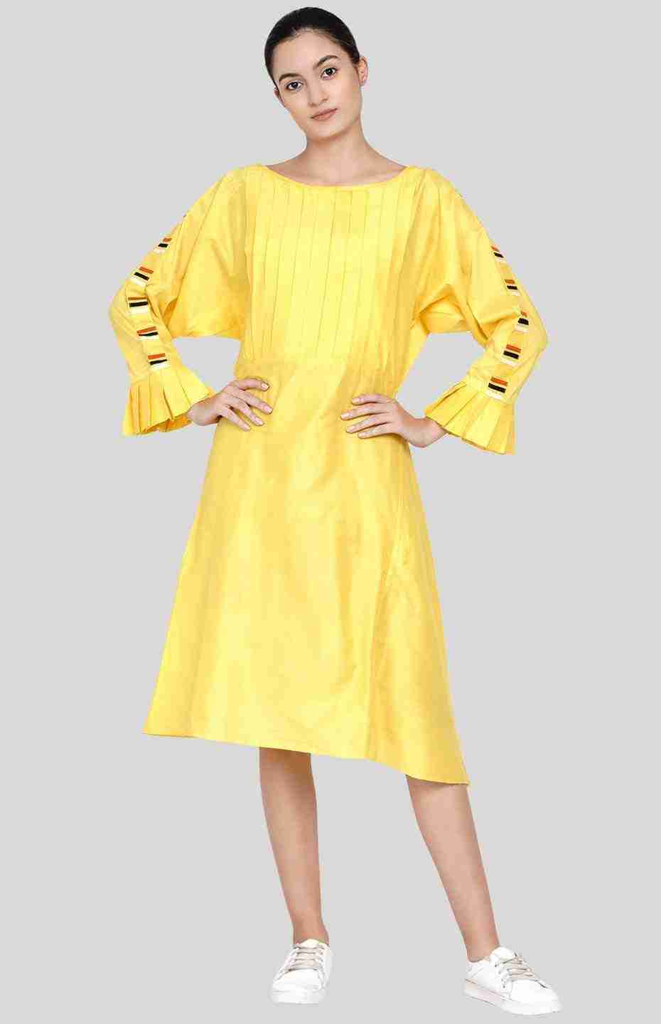 Yellow Pleated Tunic