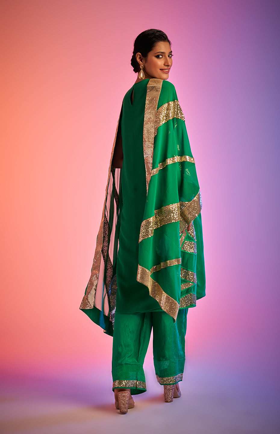 Green Sequins Stole
