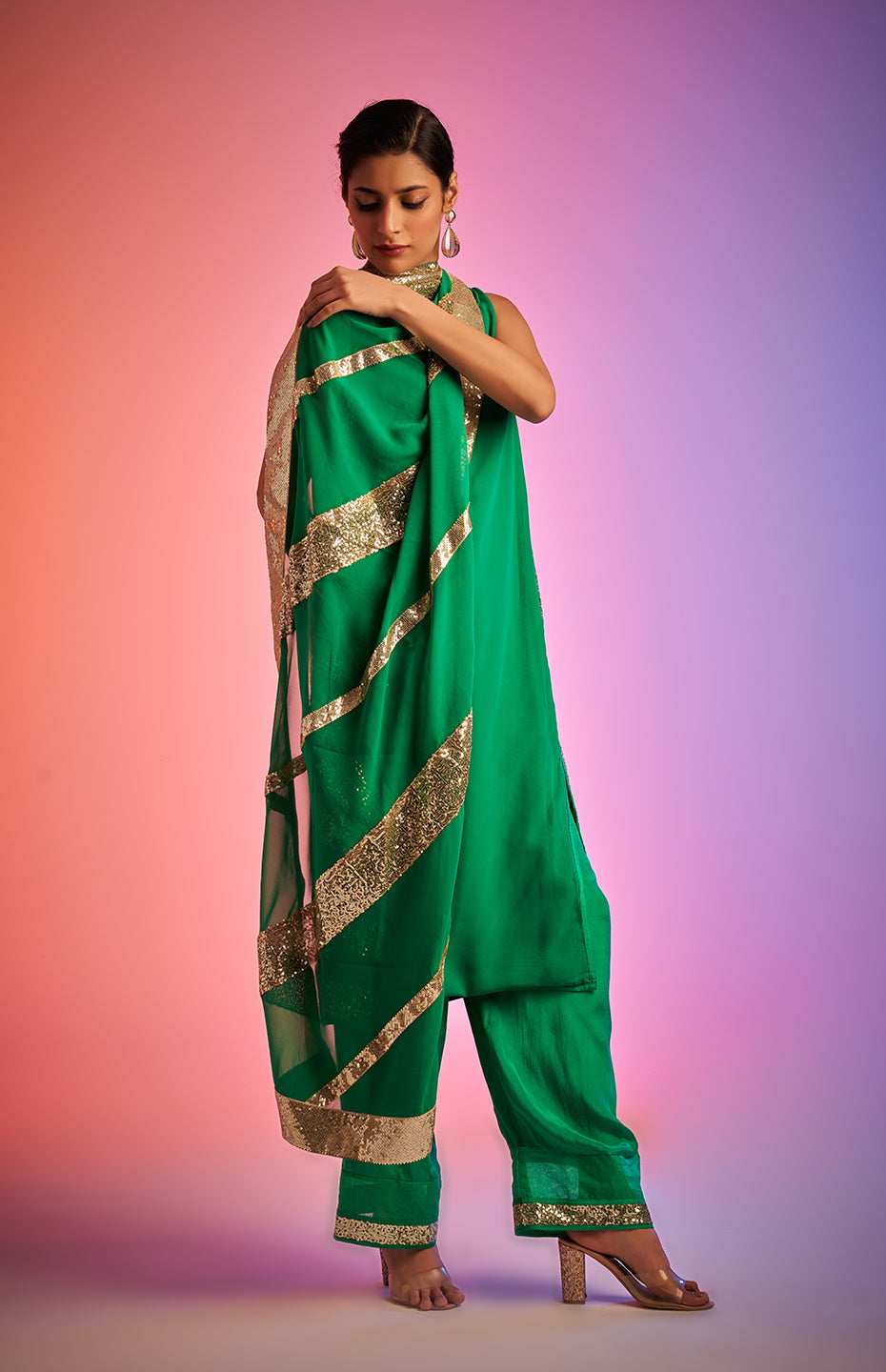 Green Sequins Stole