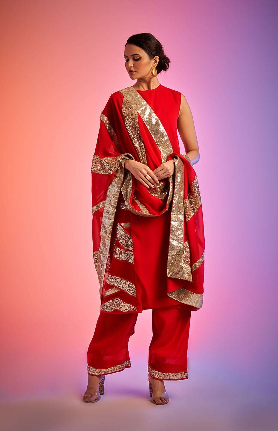 Red Sequins Stole