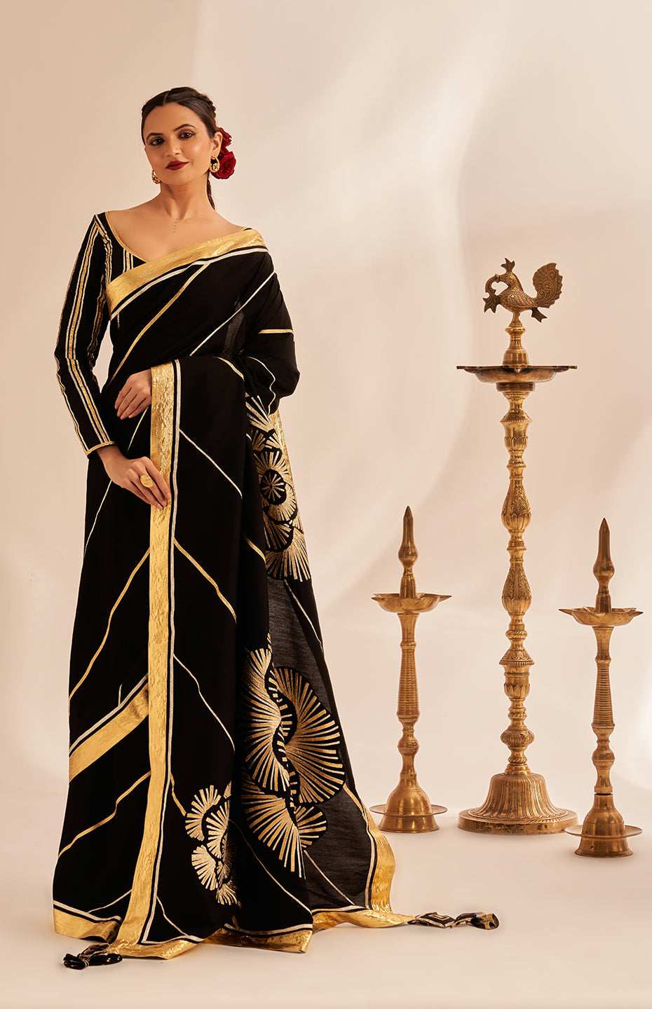 Black Rose Gota Saree