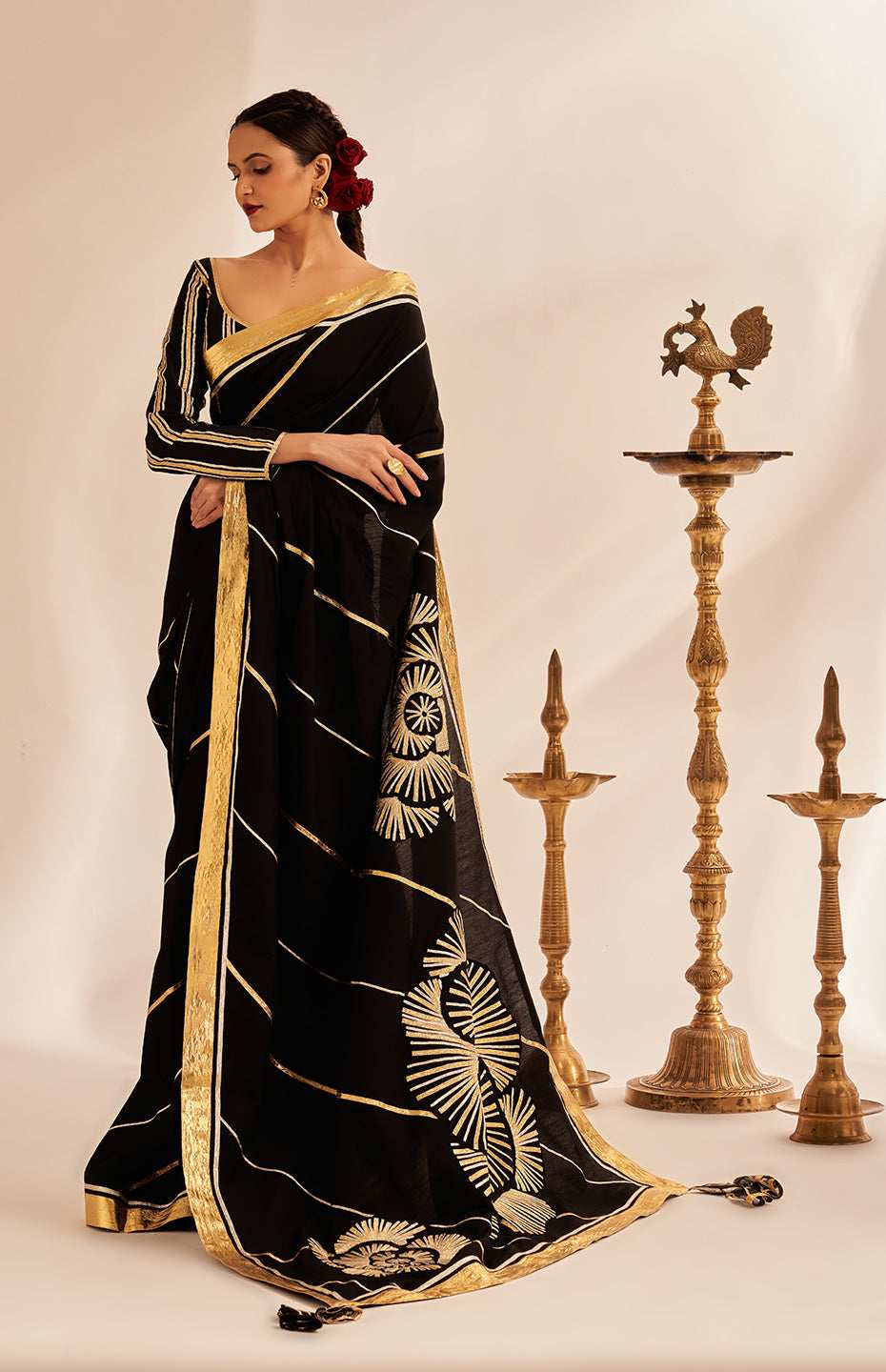 Black Rose Gota Saree