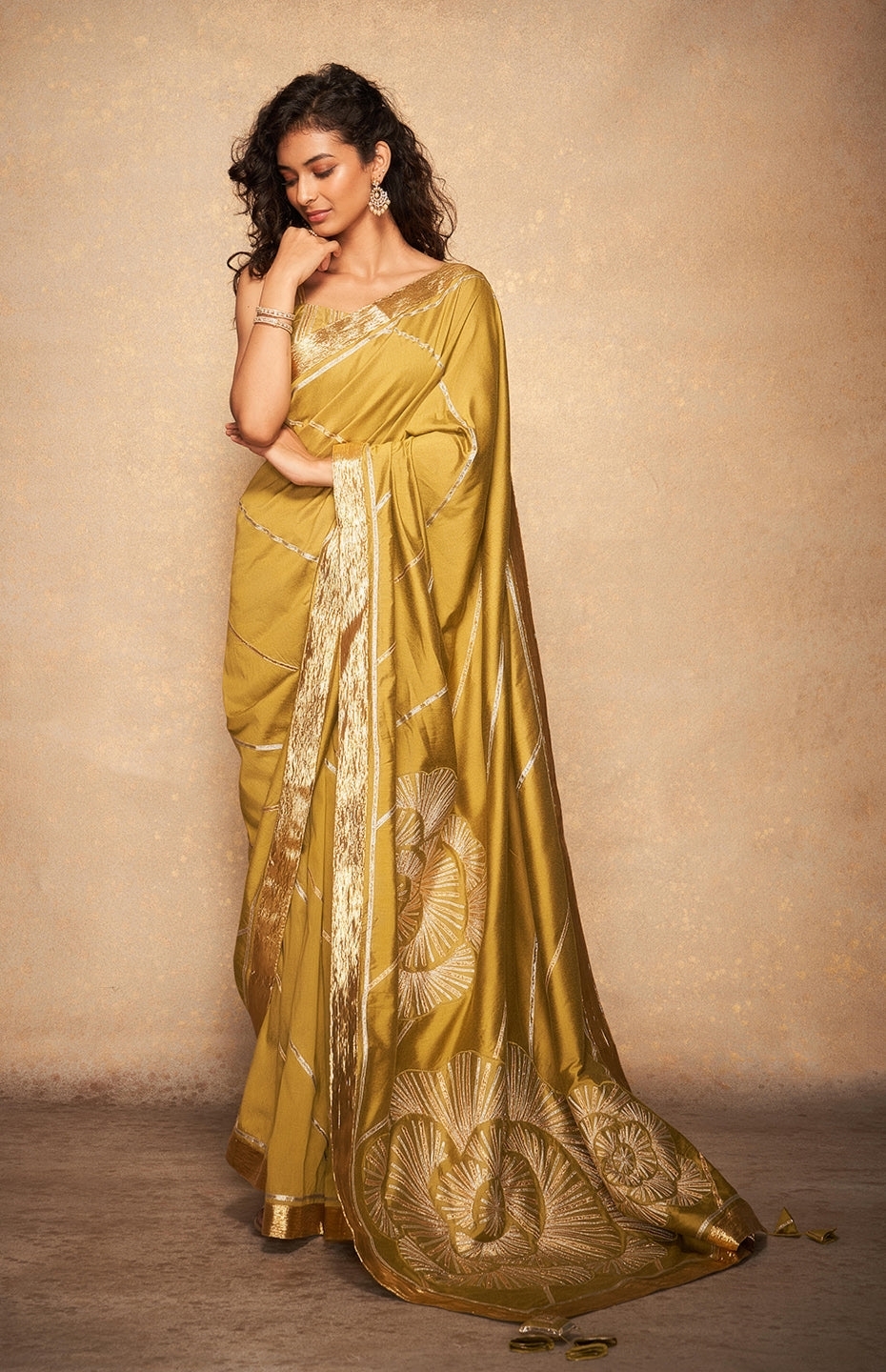 Olive Rose Gota Saree