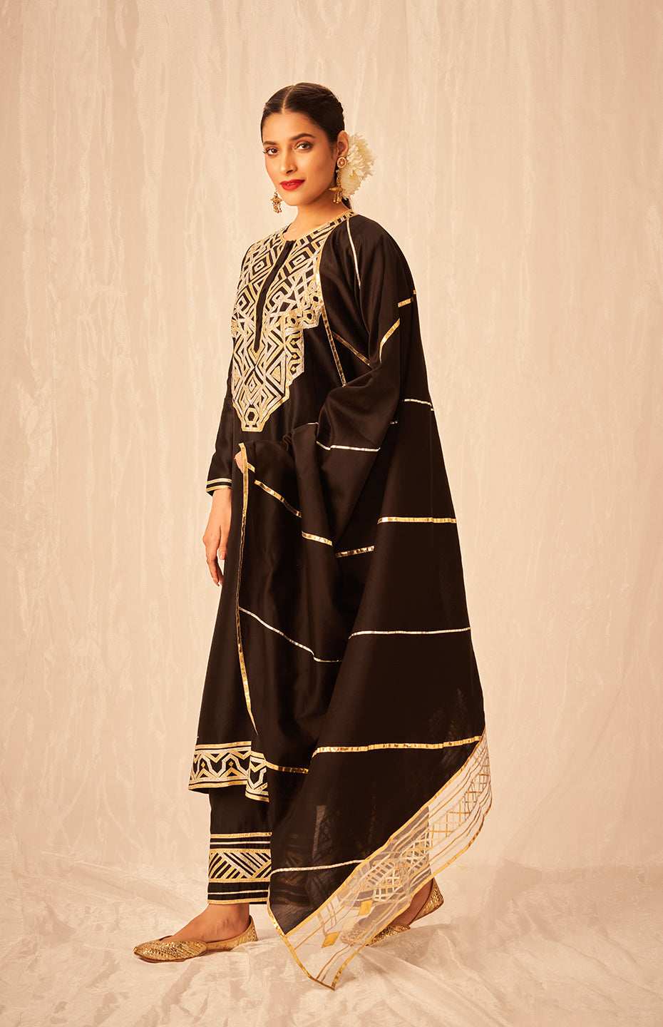 Black A Line Kurta