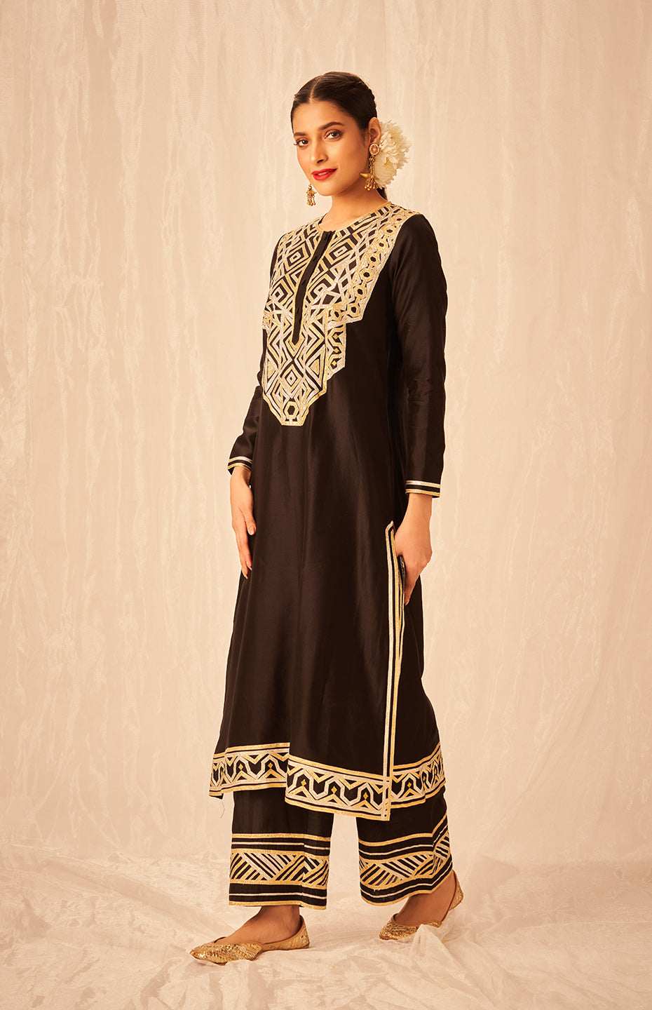 Black A Line Kurta