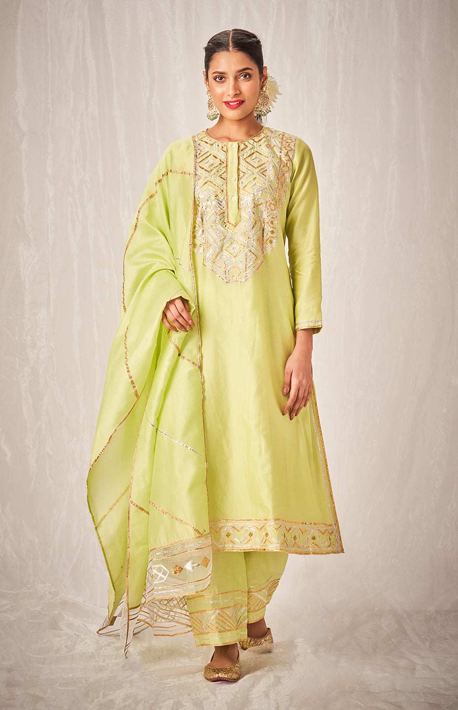 Pista Green A Line Kurta