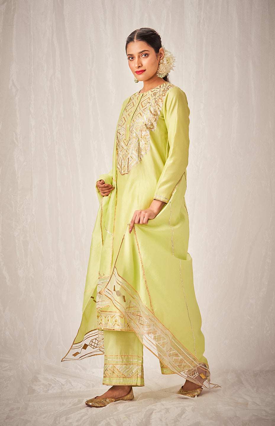 Pista Green A Line Kurta