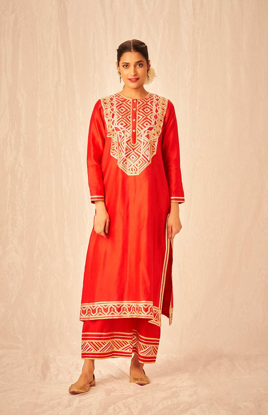 Red A Line Kurta