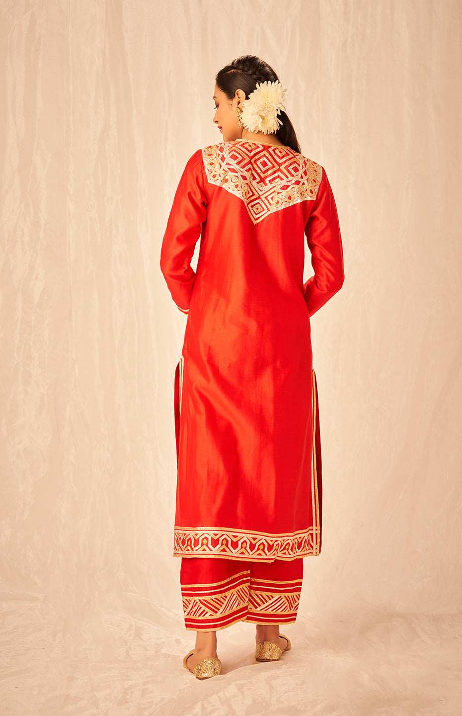 Red A Line Kurta