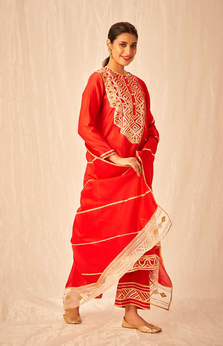 Red A Line Kurta