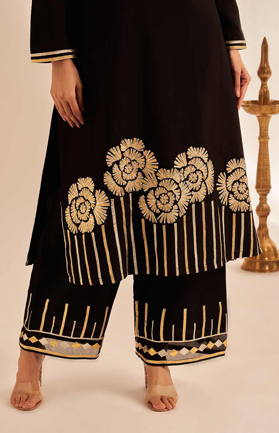 Black Rose Gota Straight Pants