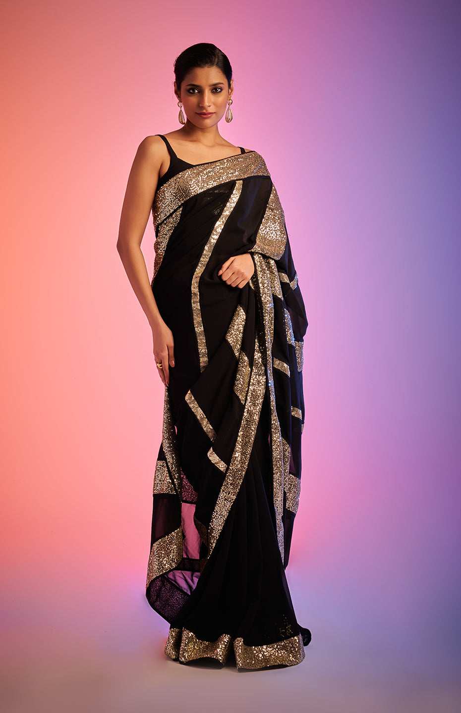 Black Sequins Saree