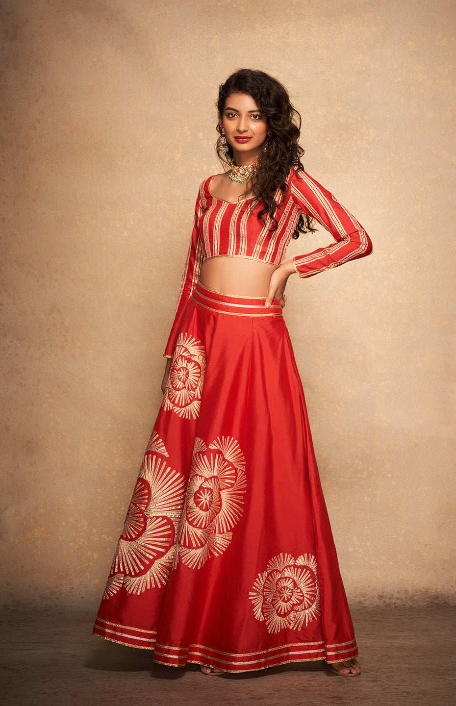 Red Rose Gota Skirt