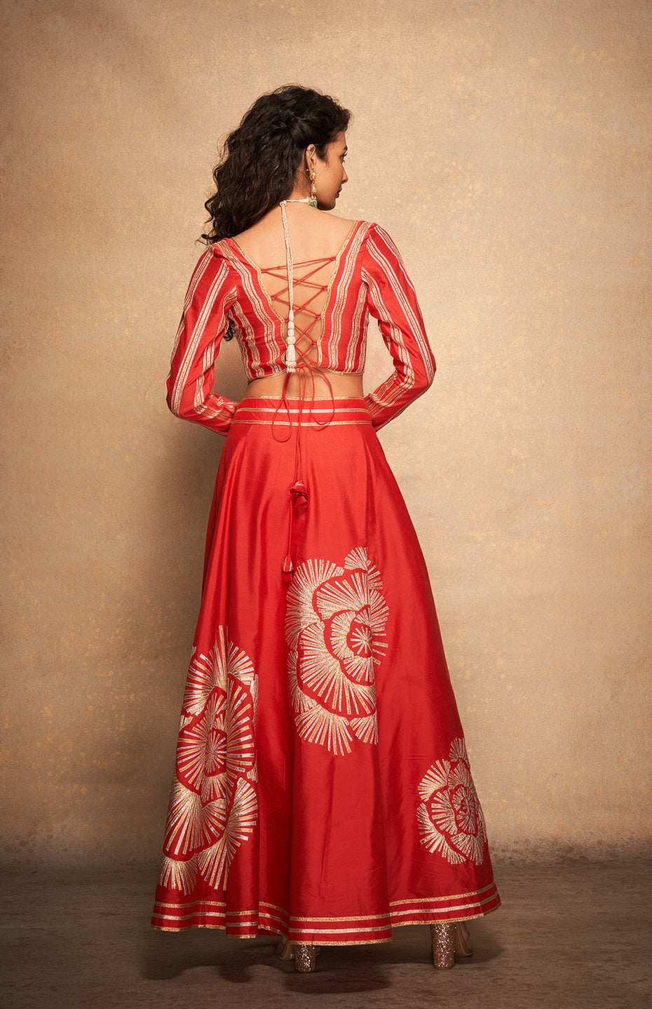 Red Rose Gota Skirt