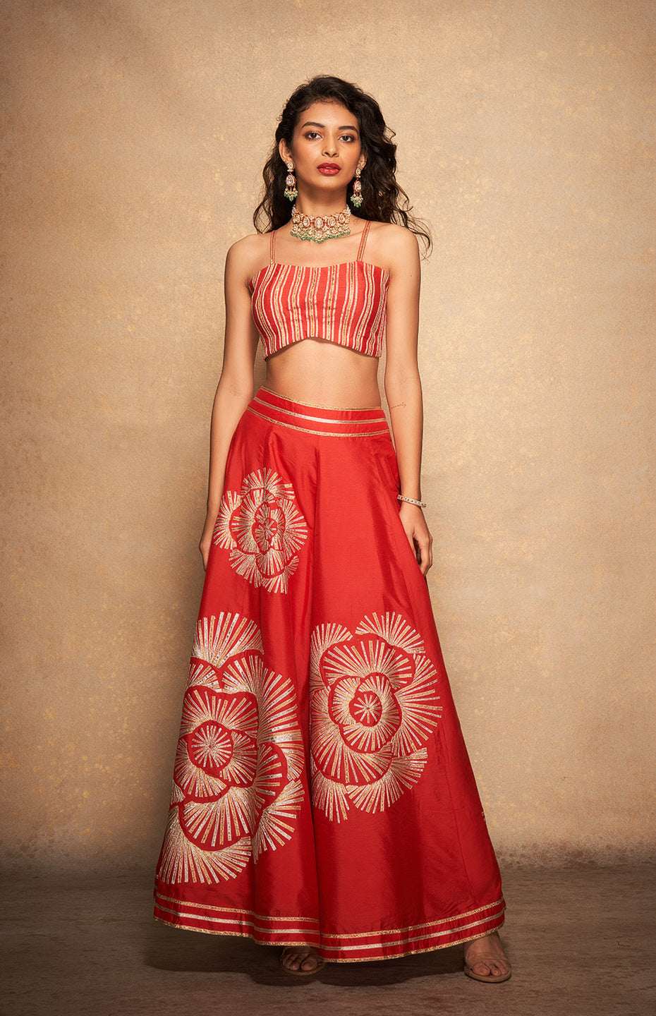 Red Rose Gota Skirt