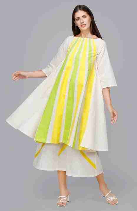 Yellow & Green Rays Circular Dress