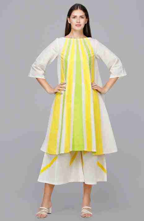 Yellow & Green Rays Circular Dress