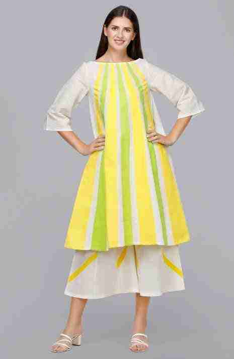 Yellow & Green Rays Circular Dress