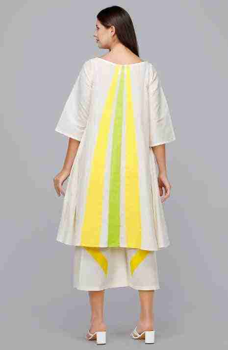 Yellow & Green Rays Circular Dress