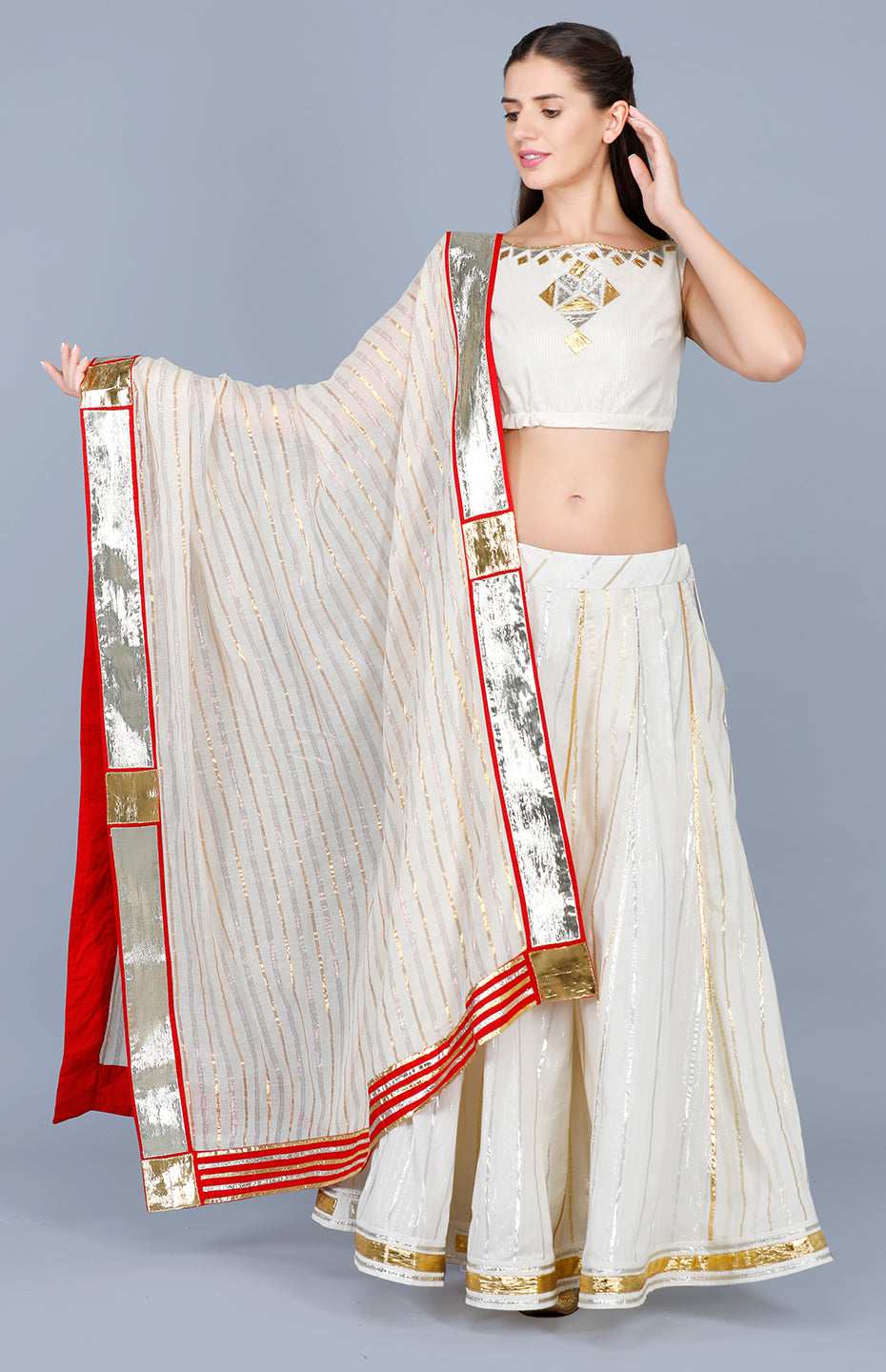 Barfi Off White Crop Top