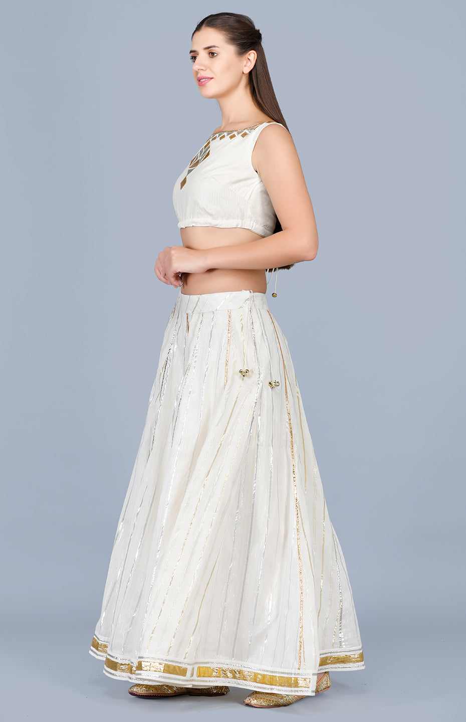 Barfi Off White Crop Top