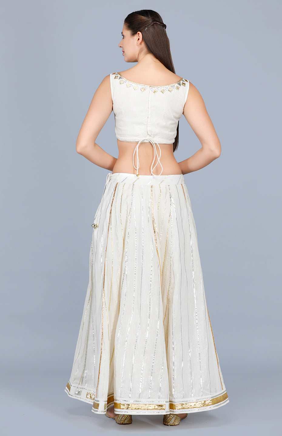 Barfi Off White Crop Top