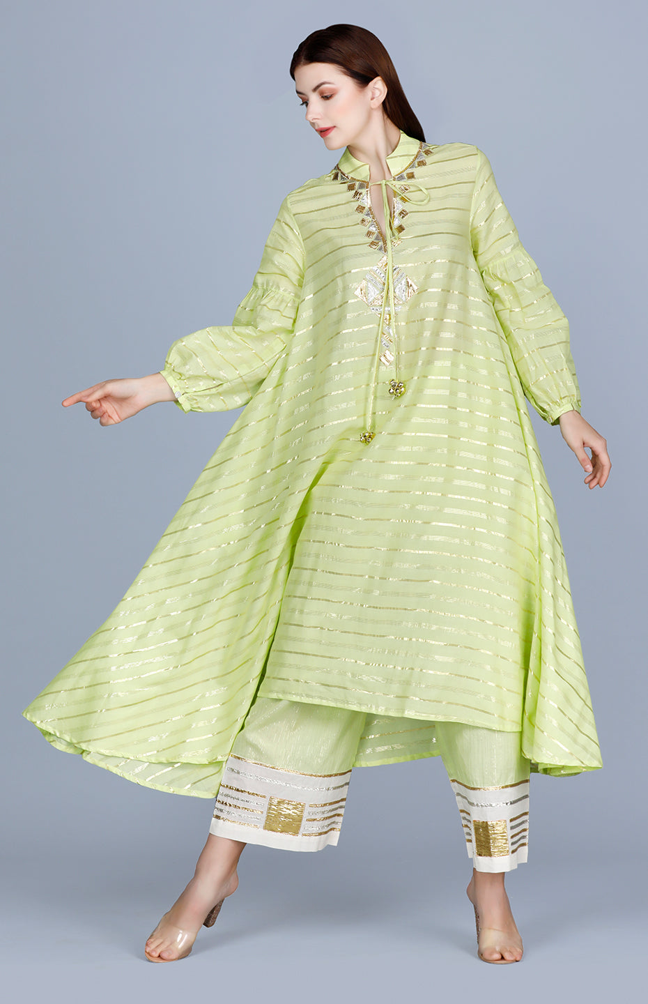 Barfi Lime Green Circular Tunic