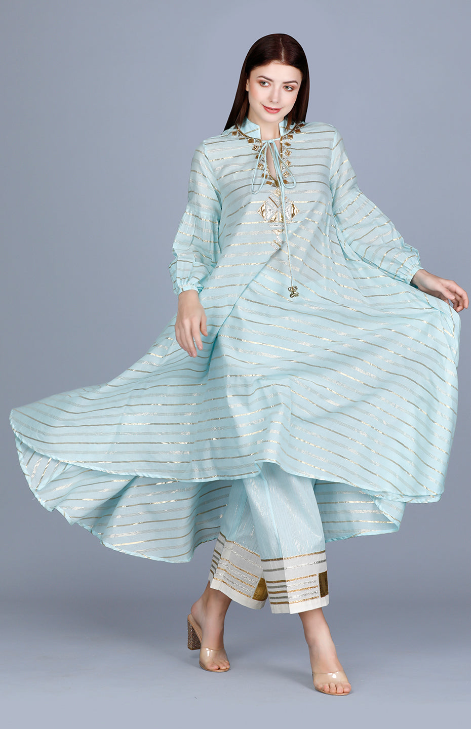 Barfi Pastel Blue Circular Tunic