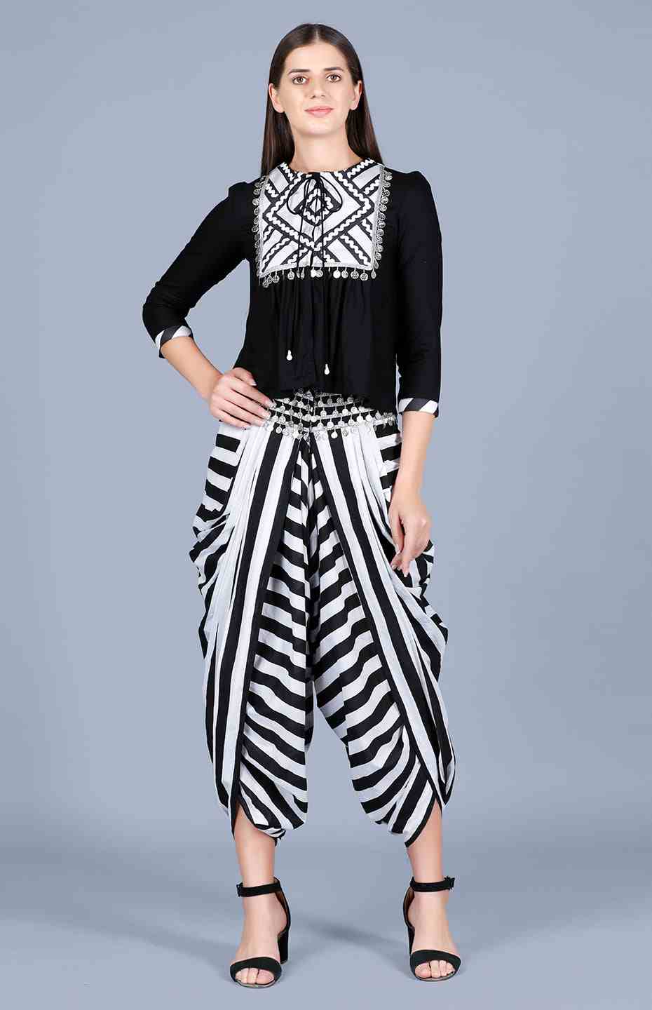 Black & Off White Dhoti