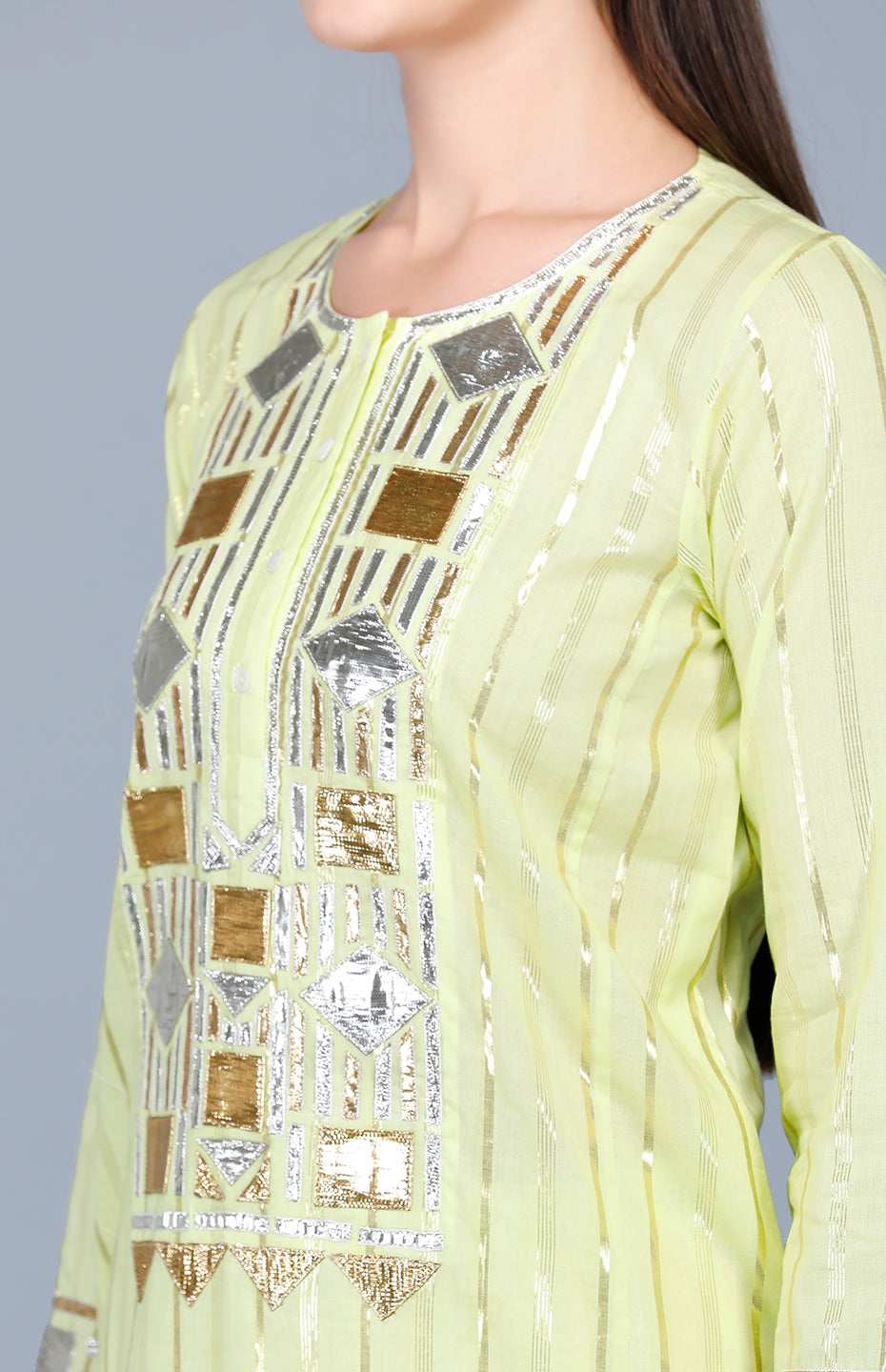 Barfi Lime Green Kali Kurta