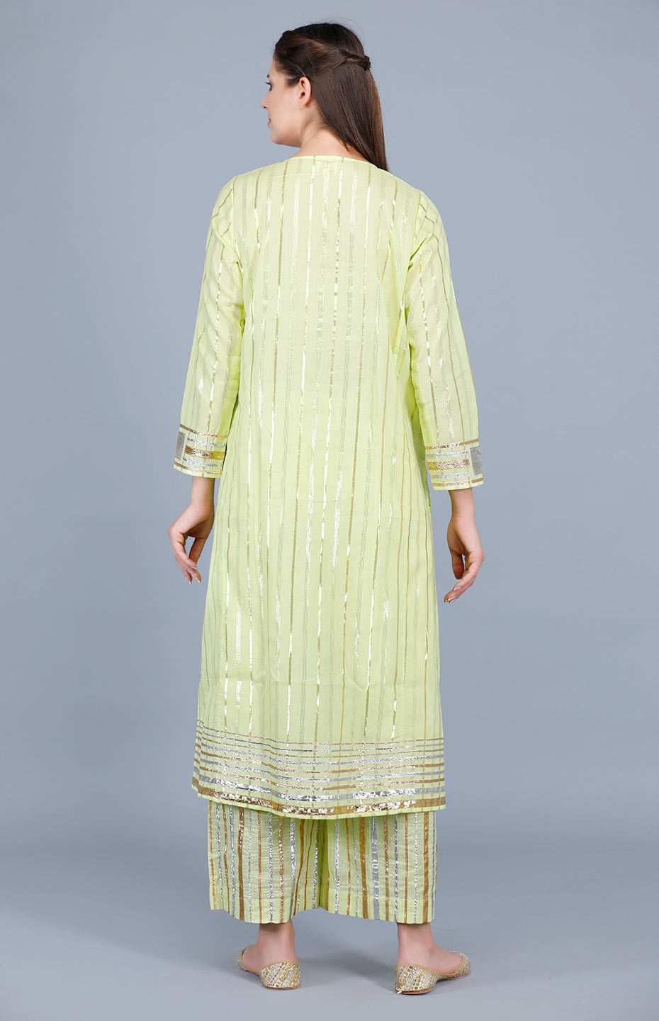 Barfi Lime Green Kali Kurta