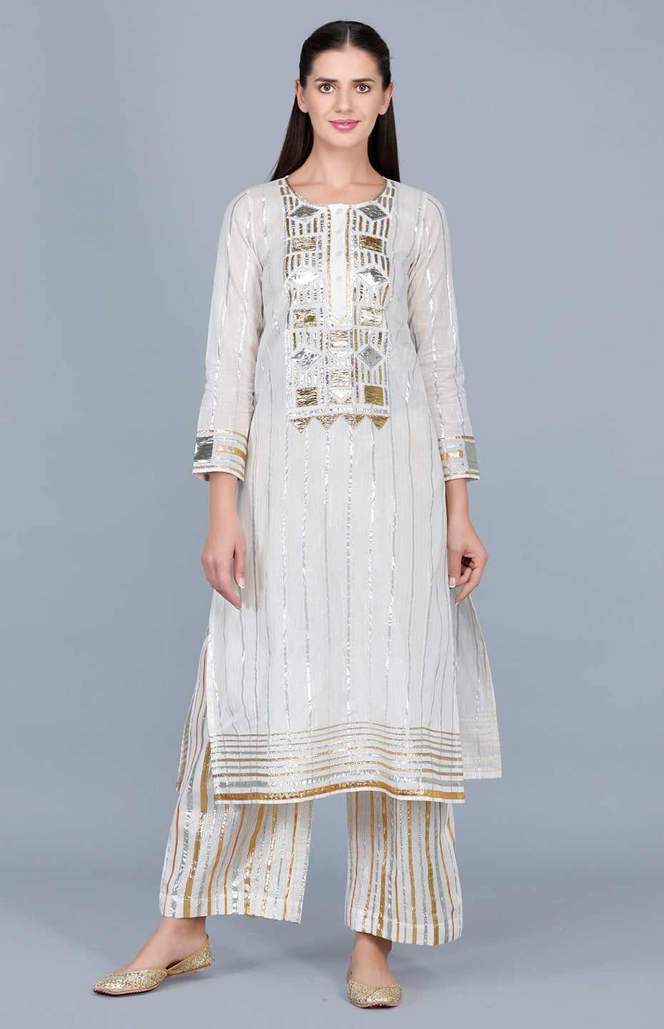 Barfi Off White Kali Kurta