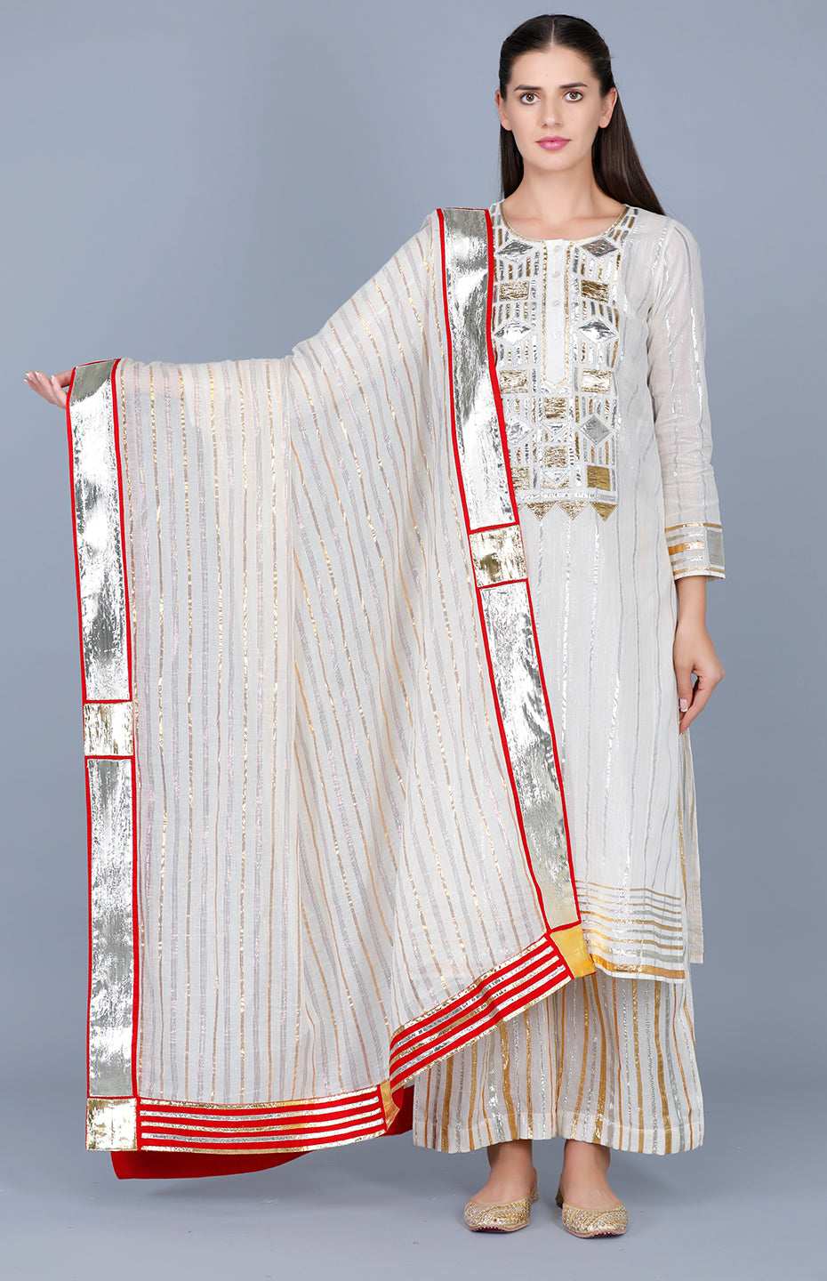 Barfi Off White Kali Kurta
